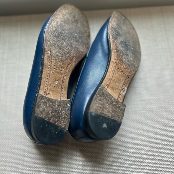 Gucci Woman’s Malaga Kid Leather Jordaan Loafers in Blue Agata Size 38/ US 8 - Picture 8 of 12